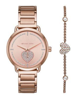 Michael Kors Portia Pave Rose Goldtone Stainless Steel Bracelet Watch