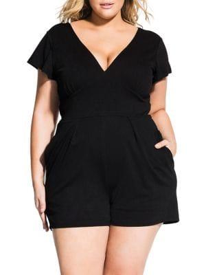 City Chic Plus Deep V-neck Playsuit