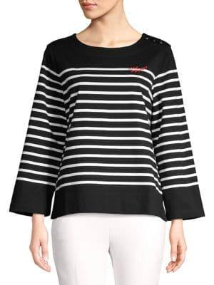 Karl Lagerfeld Paris Striped Cotton Top