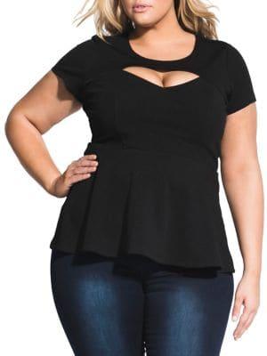 City Chic Plus Relaxed-fit Sweet Peek-a-boo Top
