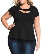City Chic Plus Relaxed-fit Sweet Peek-a-boo Top