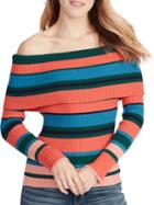 Ella Moss Charlotte Striped Off-the-shoulder Cotton Sweater