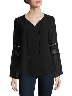 Calvin Klein Long Sleeve Lace Inset Blouse