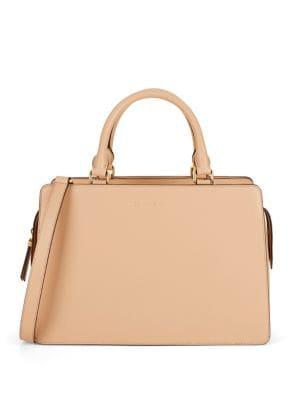 Donna Karan Rina Top Zip Leather Satchel Bag