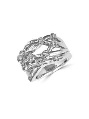 Effy Diamond & 14k White Gold Cutout Ring