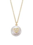 Lord & Taylor Heart And Mother-of-pearl Necklace