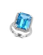 Effy Ocean Bleu Diamond, Blue Topaz And 14k White Gold Ring, 0.41 Tcw