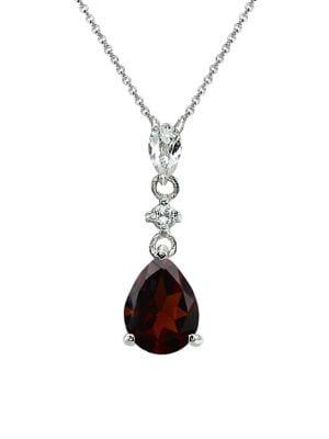 Lord & Taylor Sterling Silver & Garnet Pendant Necklace