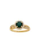 Lord & Taylor 14k Yellow Gold, Emerald & Diamond Ring