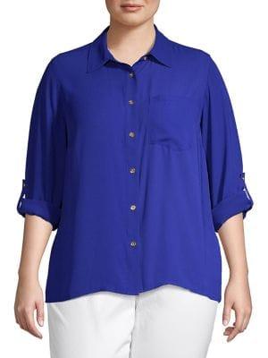 Michael Michael Kors Plus Drop-shoulder Roll-sleeve Pocket Shirt