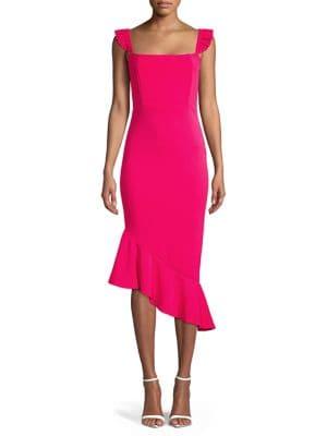 Quiz Ruffle Asymmetric Sheath Dress