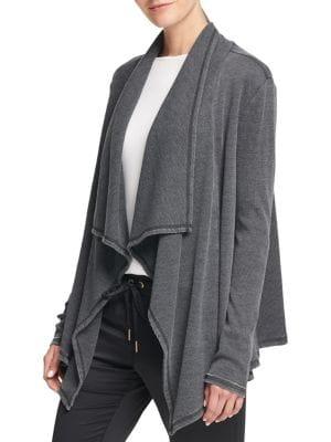 Donna Karan Active Mixed Media Draped Open Cardigan
