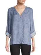 Jones New York V-neck Button-down Shirt