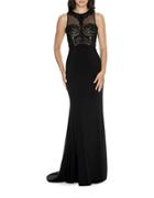 Decode 1.8 Embroidered Fit And Flare Gown