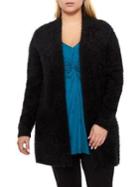 Addition Elle Love And Legend Plus Faux Fur Fuzy Relaxed Fit Cardigan