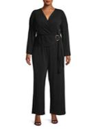 Calvin Klein Plus Long-sleeve Wrap Jumpsuit