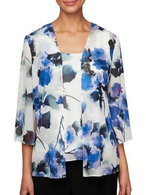 Alex Evenings 2-piece Floral Camisole & Jacket Twinset