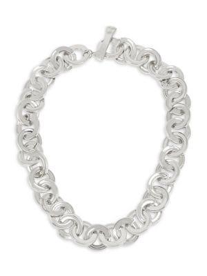Robert Lee Morris Linked & Connected Silvertone Circle Collar Necklace