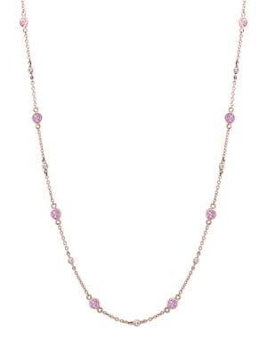 Effy 14k Rose Gold, Diamond & Sapphire Station Necklace