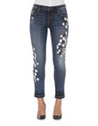 Driftwood Floral Embossed Cropped Jeans