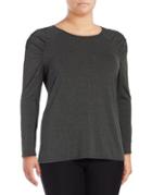 Vince Camuto Plus Ruched Shoulder Heathered Top