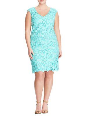 Lauren Ralph Lauren Plus Lace Cap Sleeve Dress