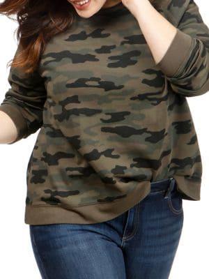 Lucky Brand Plus Camo-print Cotton Pullover