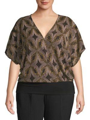 Quiz Plus Metallic Bat Wing Top