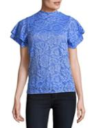 Design Lab Lord & Taylor Lace Short Flutter Sleeve Top