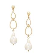 Design Lab 2-pair Gold-plated Faux-stone Linear Earrings