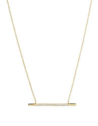 Lord & Taylor Sterling Silver Pave Bar Pendant Necklace