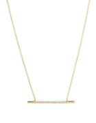 Lord & Taylor Sterling Silver Pave Bar Pendant Necklace