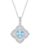 Sonatina Sterling Silver Blue & White Topaz & Diamond Halo Vintage Necklace