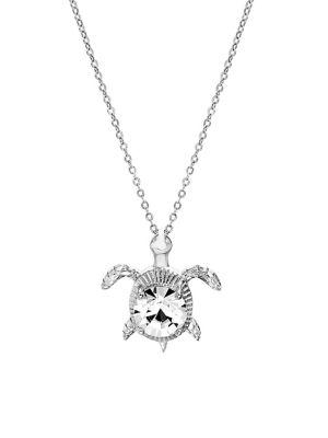 Lord & Taylor Sterling Silver & Swarovski Crystal Turtle Pendant Necklace