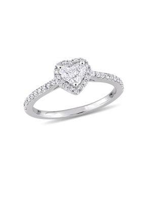 Sonatina 14k White Gold & 0.75tcw Diamond Heart Halo Engagement Ring