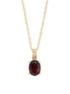 Lord & Taylor 14k Yellow Gold Diamond And Garnet Pendant Necklace