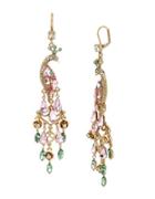 Betsey Johnson Crystal And Faceted Stone Peacock Earrings