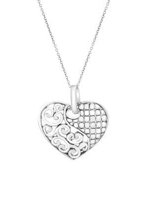 Lord & Taylor Sterling Silver Beaded & Filigree Heart Pendant