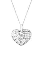 Lord & Taylor Sterling Silver Beaded & Filigree Heart Pendant