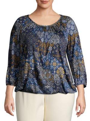 Michael Michael Kors Plus Patchwork Three-quarter Sleeve Top