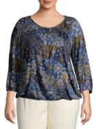 Michael Michael Kors Plus Patchwork Three-quarter Sleeve Top