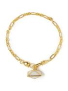 Sole Society Charms And Links Vintage Goldtone & White Quartz Bracelet