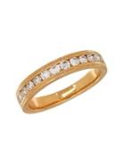 Lord & Taylor 14k Yellow Gold And Diamond Milgrain Edge Ring