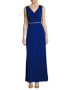Ellen Tracy Embellished And Pleated Gown