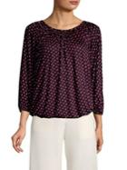 Michael Michael Kors Petite Three-quarter Sleeve Dotted Top
