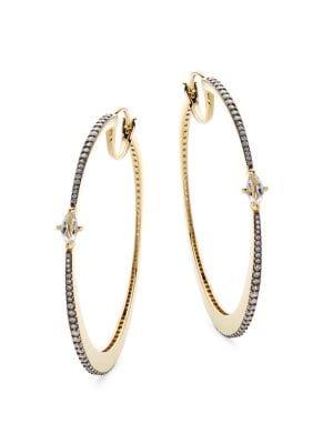 Nadri Como Sterling Silver White Topaz Hoop Earrings