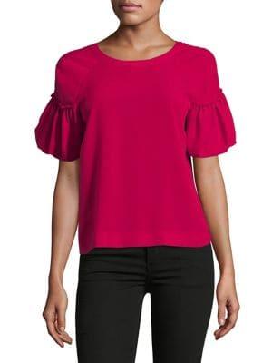 French Connection Puff-sleeve Bow Top