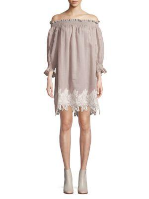 Caara Off-the-shoulder Linen Shift Dress