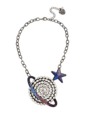 Betsey Johnson Crystal Saturn Pendant Necklace