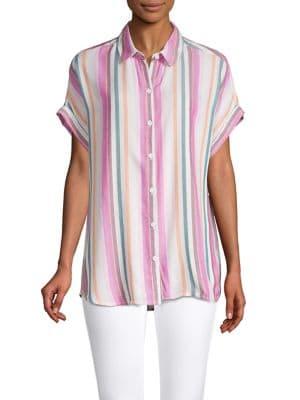 Beach Lunch Lounge Striped High-low Shirt